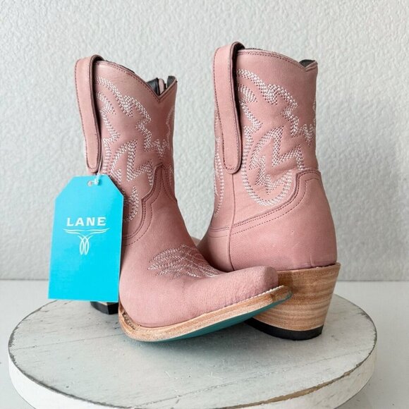 Lane SMOKESHOW Pink Cowboy Bootie Womens 6 Leather Western Cowgirl Short Boots - Picture 12 of 12